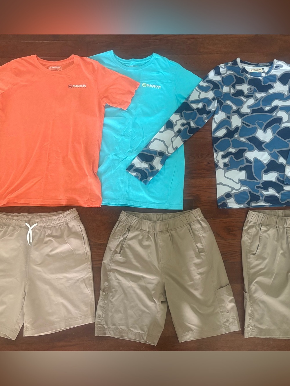 Boys Magellan fishing shorts and shirts, size Youth M-XL